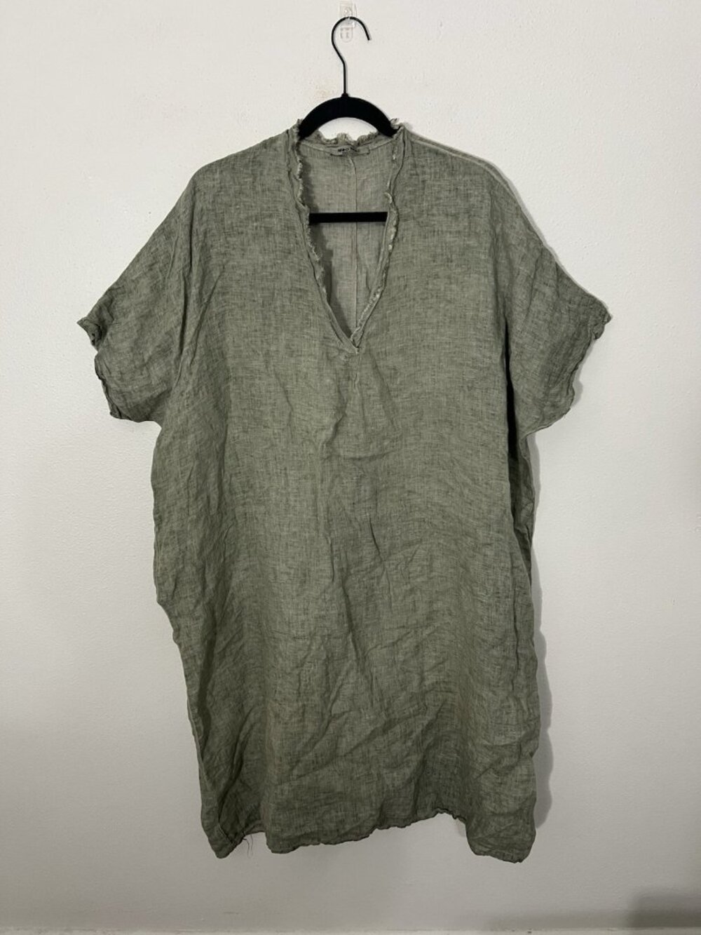 Meo Meli Green Mumu Dress With Pockets Distressed Lagenlook Size XL